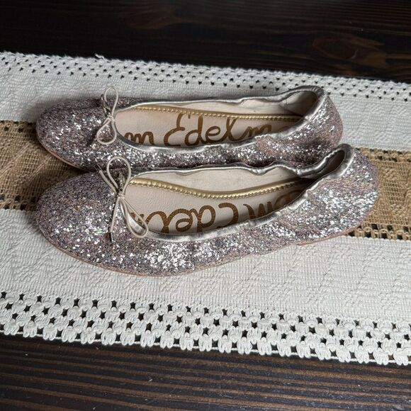 Sam Edelman Women’s Silver & Pink Multi Glitter Felicia Slip On Flat Shoes - Picture 2 of 8